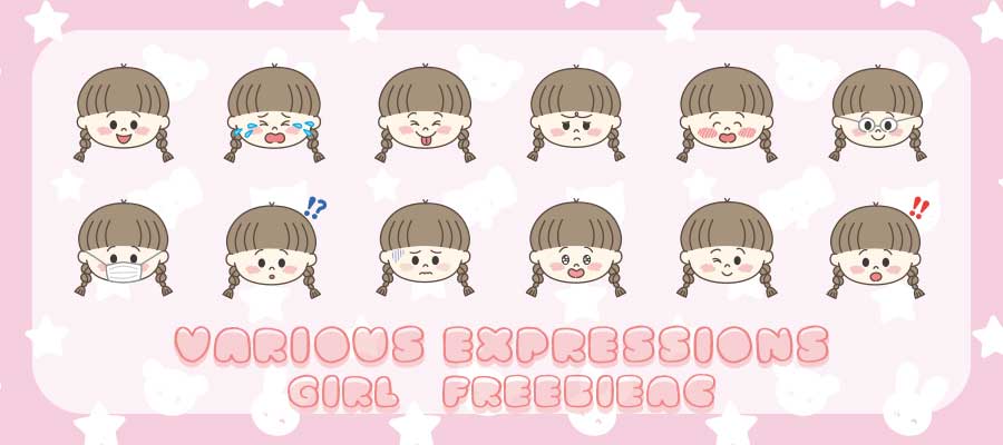 Girl facial expression illustration