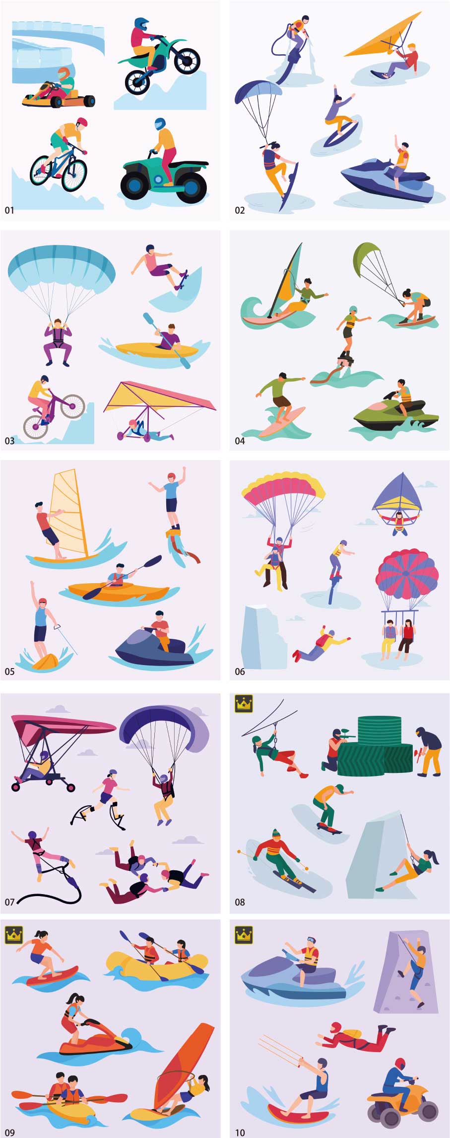Extreme sports illustration collection