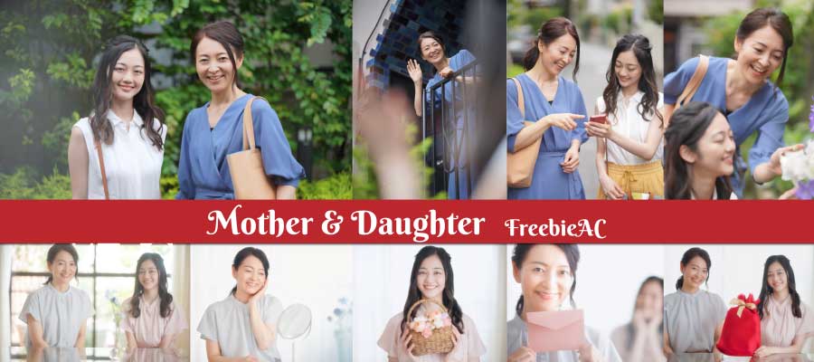 日本媽媽和女兒的照片