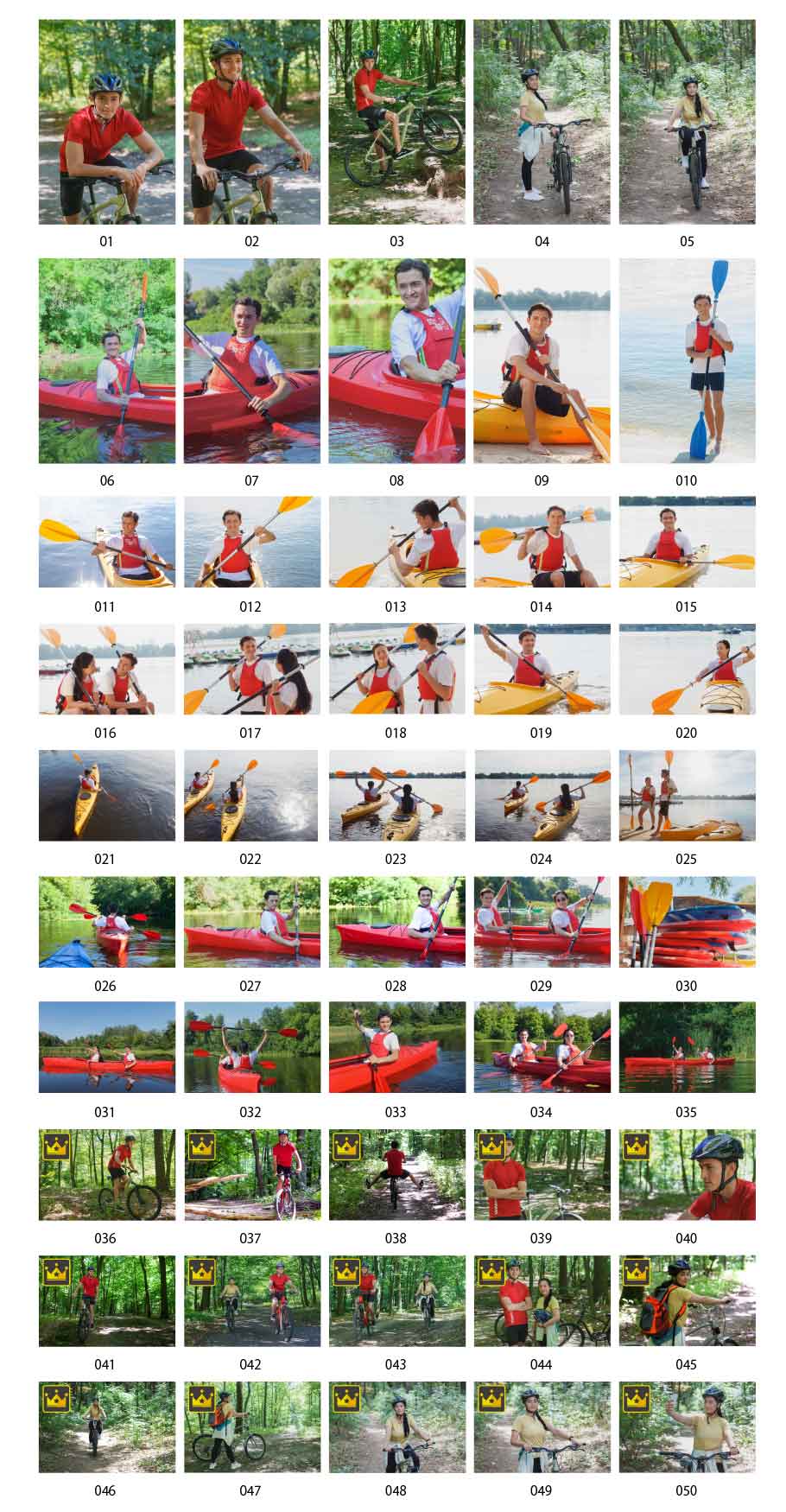 Photos of kayaking and cycling