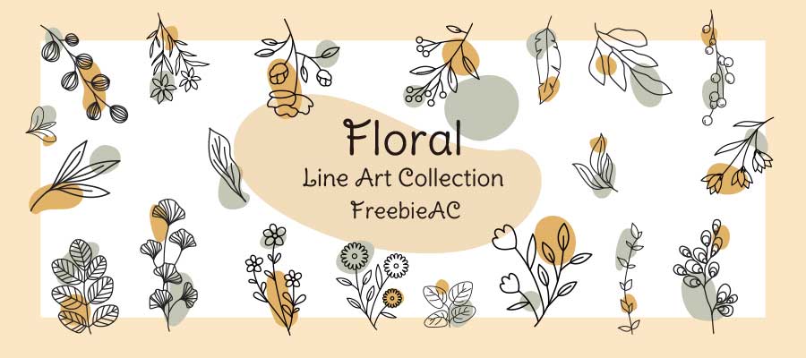 Floral line art collection