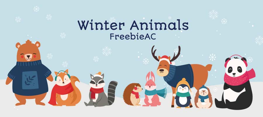 Winter animal illustration collection