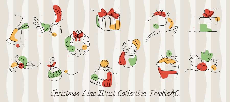 Christmas line illustration collection