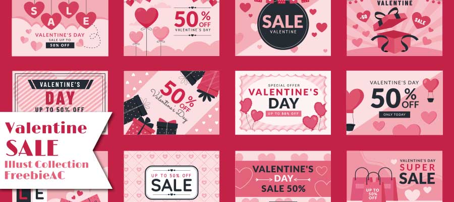 Valentine sale illustration collection