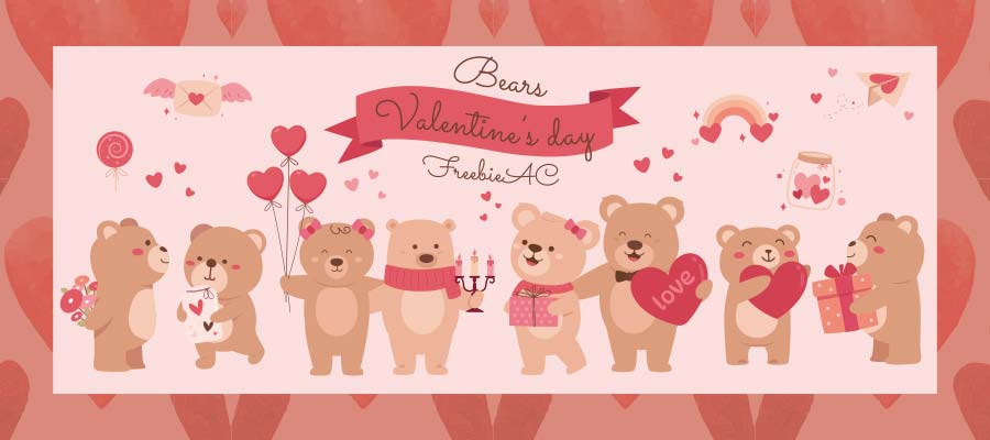 Valentine's day illustration collection of bears