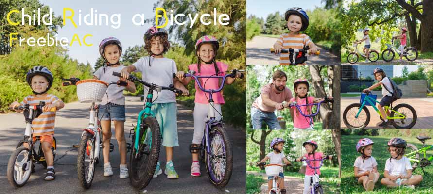 自転車に乗る子供の写真