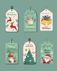 Christmas label illustration collection