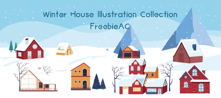 Winter house illustration collection